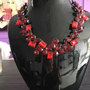 Art Deco  red crystal necklace